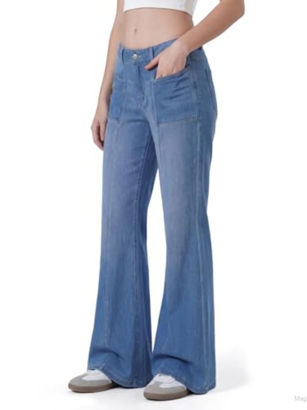 High Stretch Skinny Jeans Zipper Front Pocket High Waist Boot Cut Denim Pants